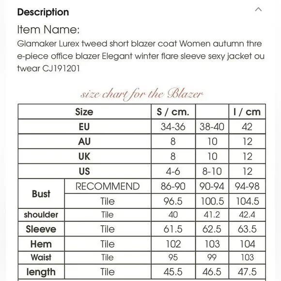 NWT Women's Glamaker Multicolor Tweed Jacket, size Med. - Picture 10 of 10